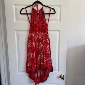 Free People Red and White Halter Dress